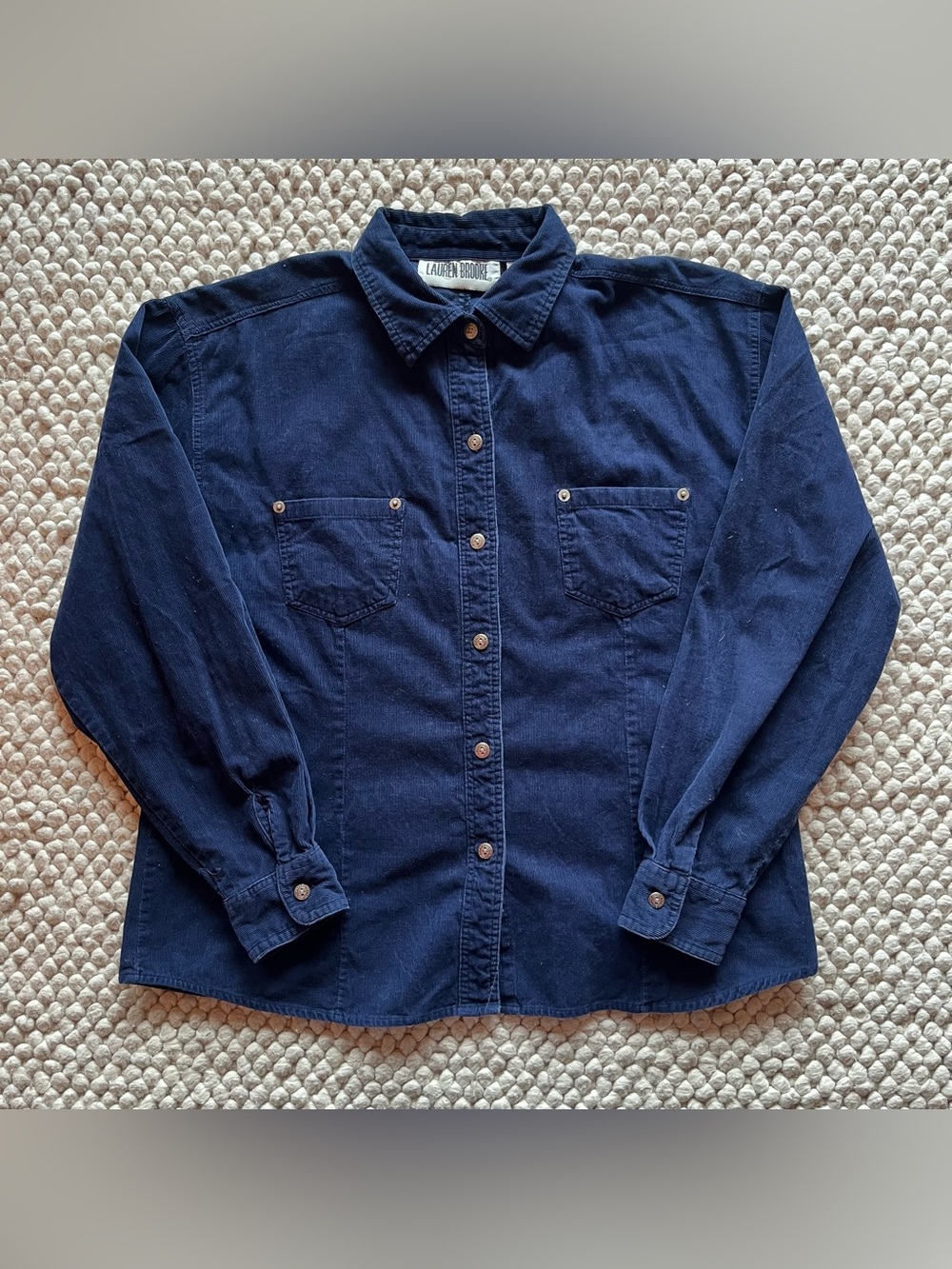 Vintage Navy Button-Up Corduroy Shirt